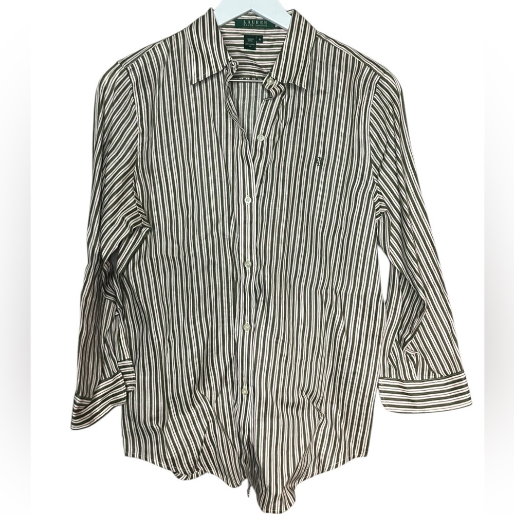 Ralph Lauren Black and White Striped Button Down Shirt